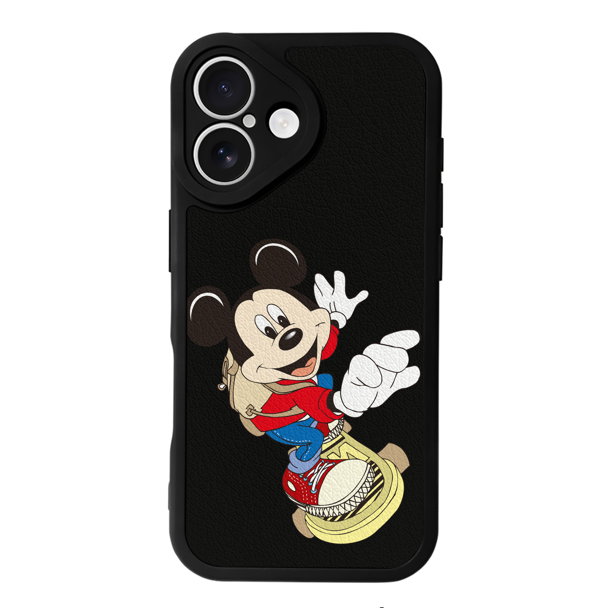 （画像用） ミッキーマウス Mickey Mouse 【iPhone 16シリーズ対応】シリコンスマホケース（レザー調） 材質：シリコン